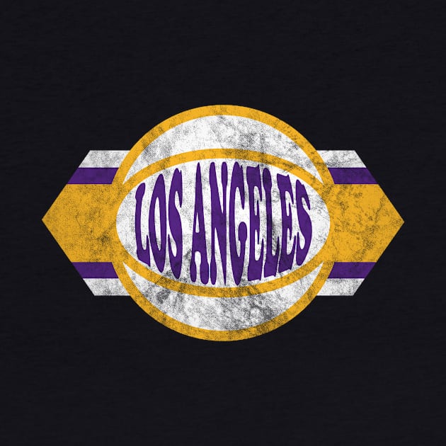 Los Angeles Basketball retro and distressed ball and stripe by MulletHappens